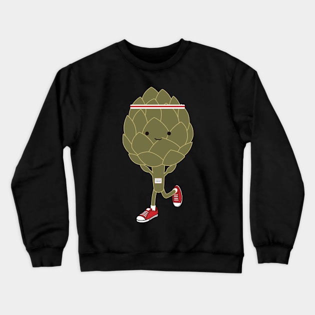 Retro Artichoke Runner Crewneck Sweatshirt by Hedgie Designs